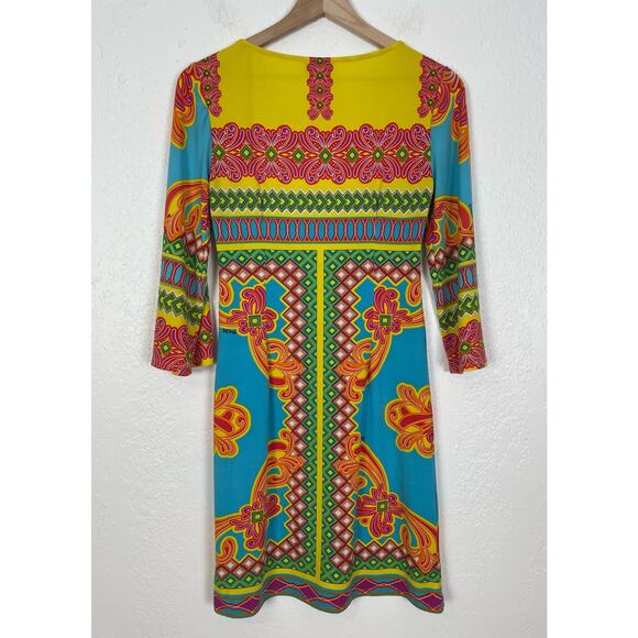 Hale Bob Multicolor Printed 3/4 Sleeve Dress Size Small - Picture 2 of 4